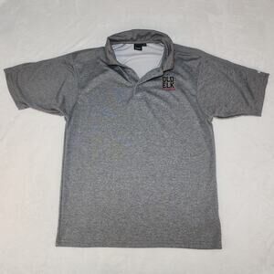 Old Elk Bourbon Shirt Mens Medium Gray Polo Embroidered Spirits Reebok Sport